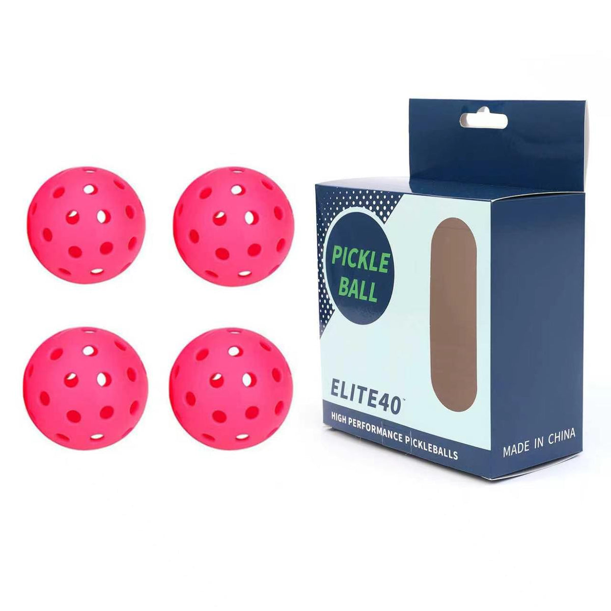 YXH SPORTS 40-Hole Outdoor Pickleball Balls – 74mm PE Plastic, High Visibility, 4-Pack Box
