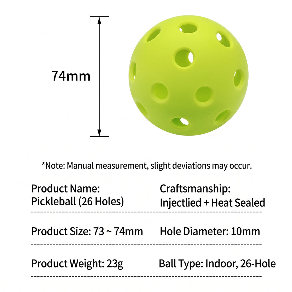 YXH SPORTS 40-Hole Outdoor Pickleball Balls – 74mm PE Plastic, High Visibility, 4-Pack Box