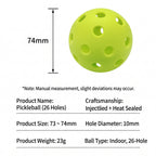 YXH SPORTS 40-Hole Outdoor Pickleball Balls – 74mm PE Plastic, High Visibility, 4-Pack Box