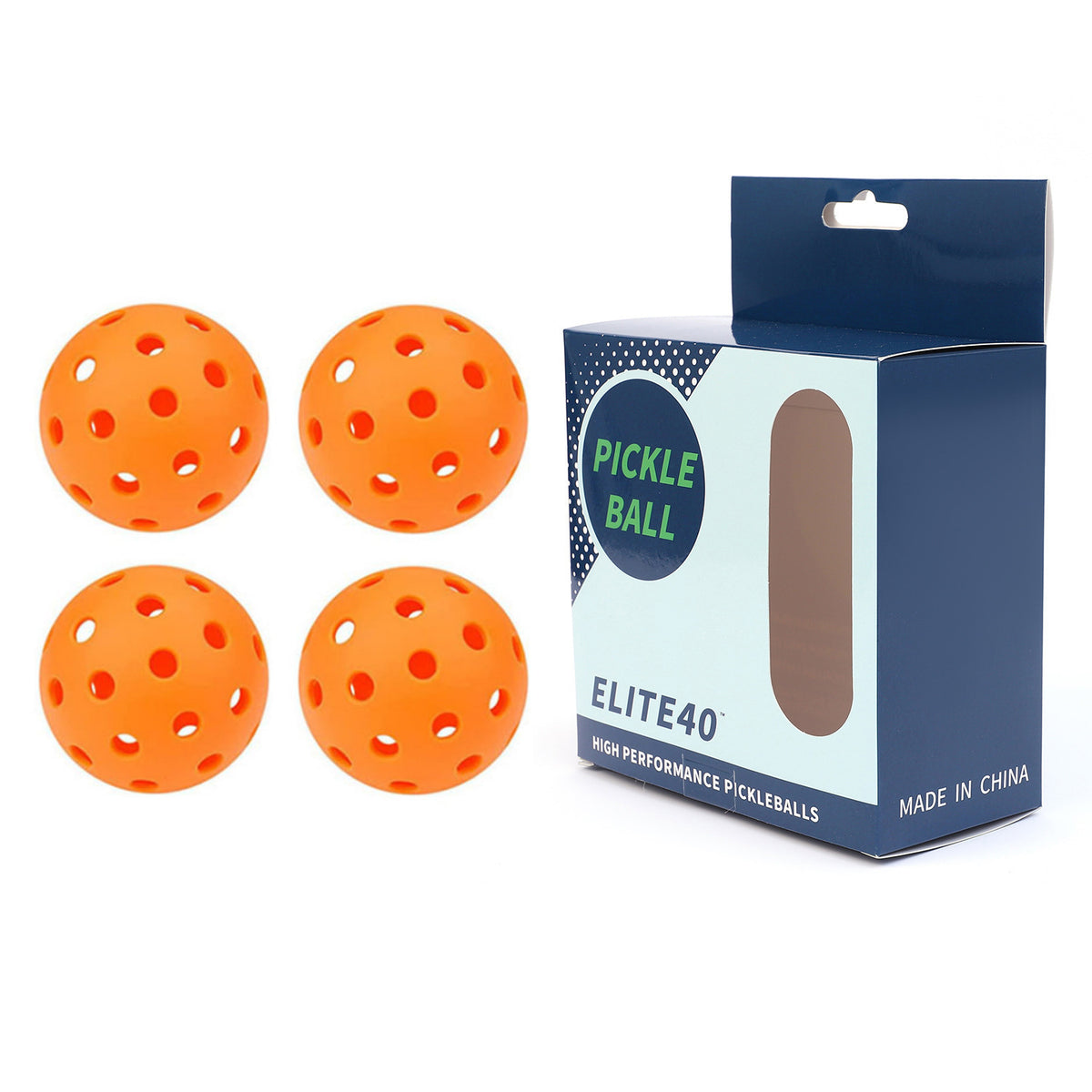YXH SPORTS 40-Hole Outdoor Pickleball Balls – 74mm PE Plastic, High Visibility, 4-Pack Box