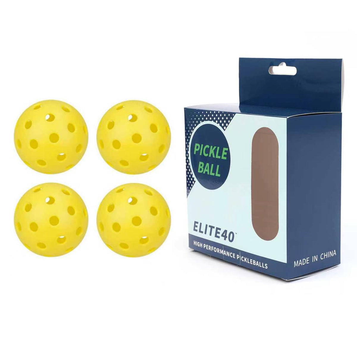 YXH SPORTS 40-Hole Outdoor Pickleball Balls – 74mm PE Plastic, High Visibility, 4-Pack Box
