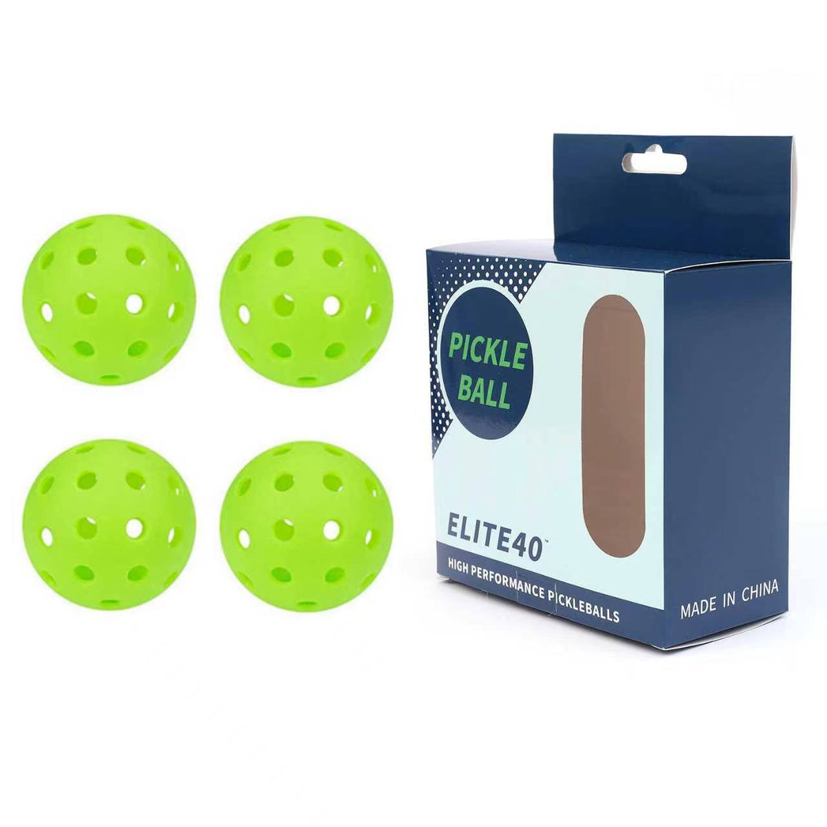 YXH SPORTS 40-Hole Outdoor Pickleball Balls – 74mm PE Plastic, High Visibility, 4-Pack Box