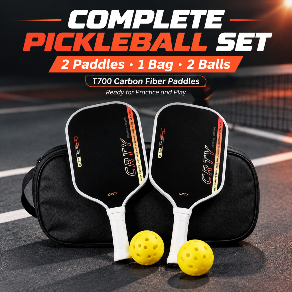 YXH SPORTS T700 Carbon Fiber Pickleball Paddle Set – 2 Paddles, 1 Bag & 2 Balls, Tournament Ready